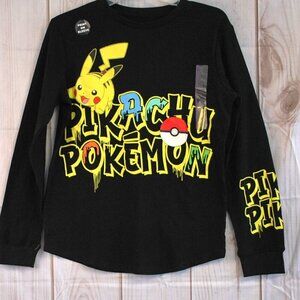 NWT Youth Pokemon Pikachu Black Waffle Logo Shirt XL